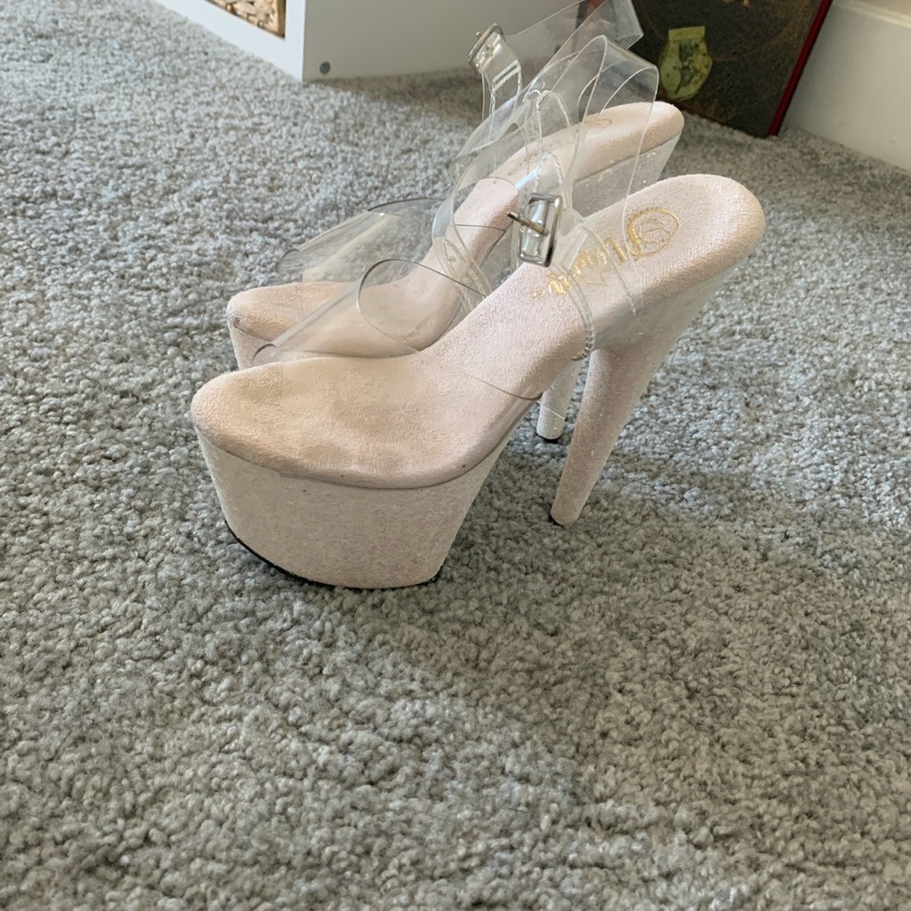 Sparkly pleaser heels